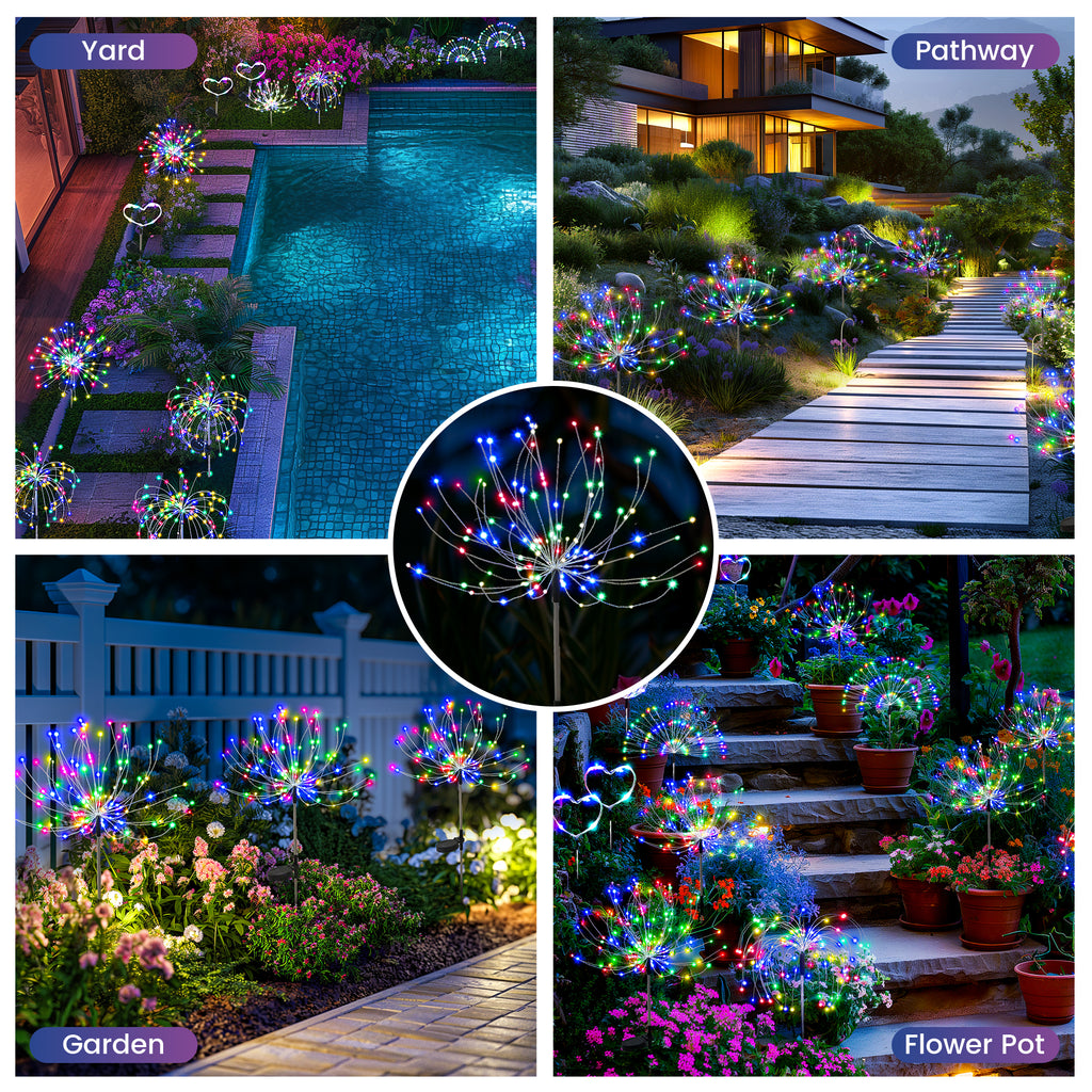 PEVOROS Solar Firework Fairy Garden Lights Outdoor, Colorful(2&4&6&8Pack)