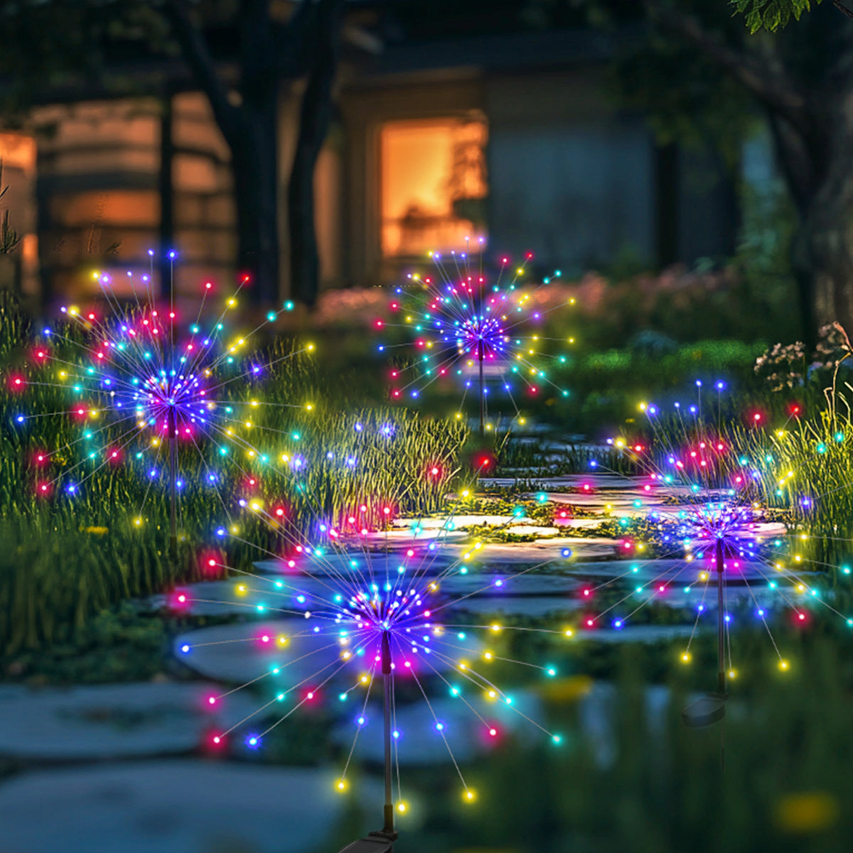 PEVOROS Solar Firework Fairy Garden Lights Outdoor, Colorful(2&4&6&8Pack)