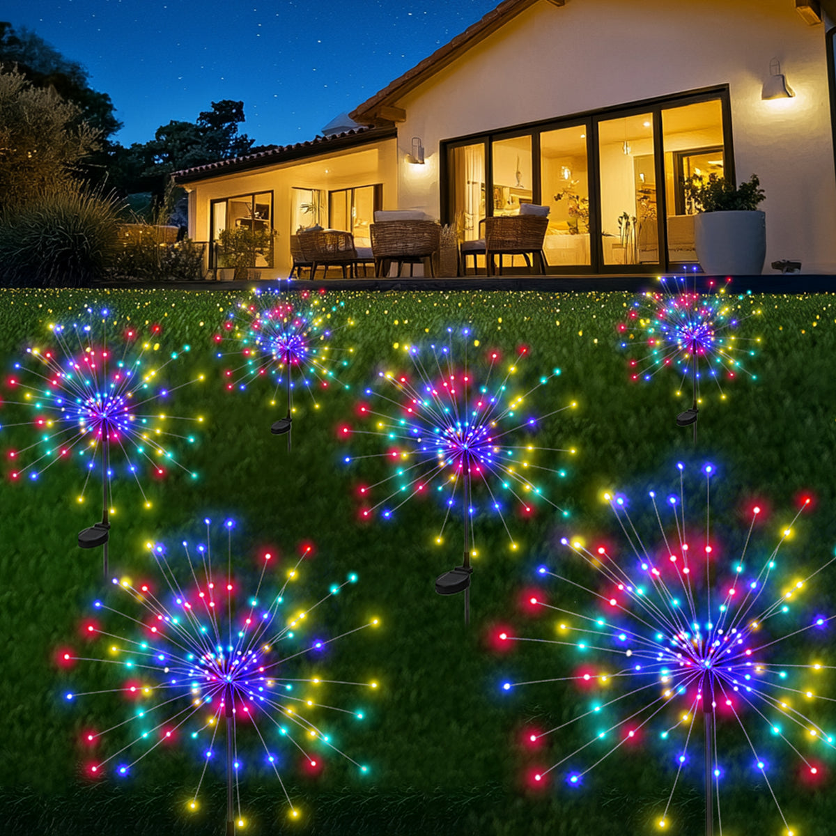 PEVOROS Solar Firework Fairy Garden Lights Outdoor, Colorful(2&4&6&8Pack)