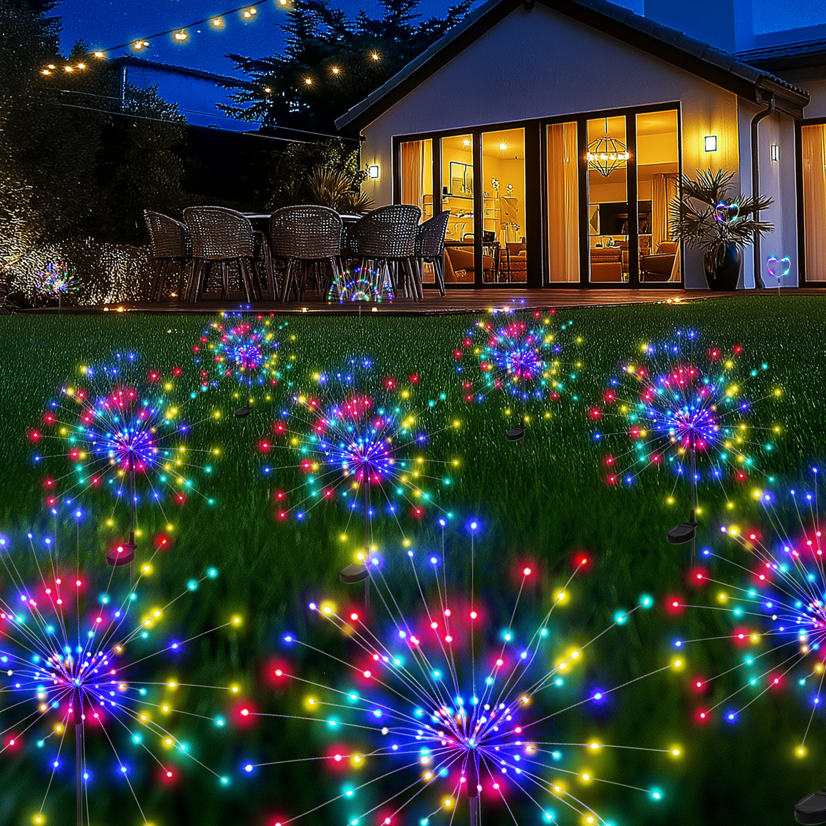 PEVOROS Solar Firework Fairy Garden Lights Outdoor, Colorful(2&4&6&8Pack)